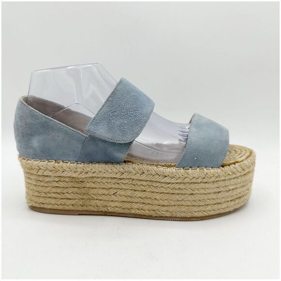 Jeffrey‎ Campbell Light Blue Suede Espadrille Platform Wedge Sandal Size 9 - Picture 4 of 14